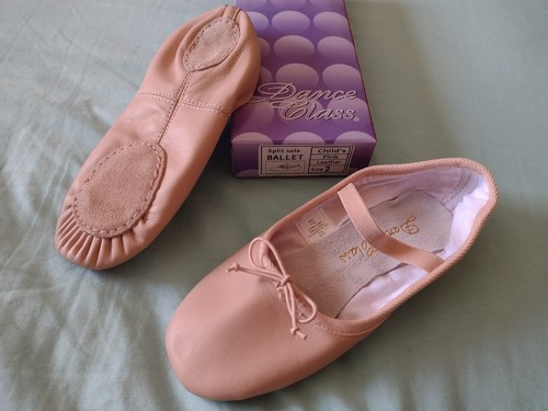 NIP Dance Class Leather Pink Ballet Shoes Slippers Kids Child's Size 2 - 第 1/10 張圖片