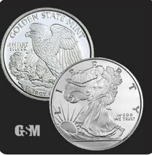 1/10 Ounce  American Eagle Walking Liberty Private Mint Silver Round.