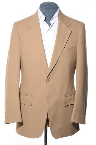 38R Vintage 70s Sears Fawn Brown Polyester 2-Piece Suit 31x31 Trousers Jacket S - Picture 2 of 14