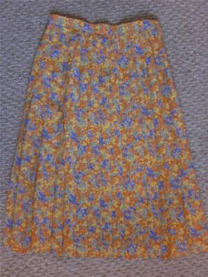 BURBERRY LONDON Silk Pleated Floral multi-color Print Skirt 27