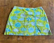 Lilly Pulitzer Mini Skort Beach Umbrellas Green Floral Vintage Girls Sz 7 Preppy