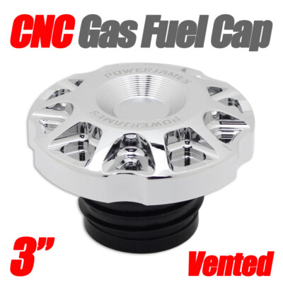 Blk CNC Flush Mount Pop Up Reservoir Gas Cap Vented Fuel Tank Cover For Harley
