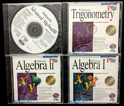 Pro One Mathematics 4 CD lot - Algebra I, Algebra II, Algebra III, Trigonometry