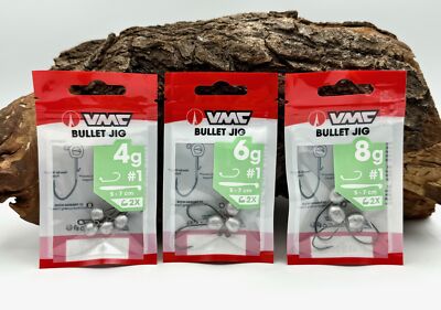 VMC Bullet Jig Haken #1 Baitholder 4g 6g 8g Jigkopfhaken Wide Black Nickel Hook