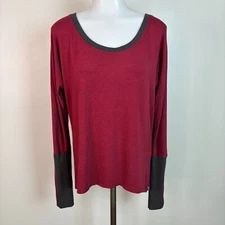 Horny Toad Top Medium Red Gray Long Sleeve Stretch Casual T-Shirt Women's