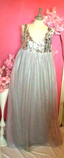 WOMEN SPARKLY TULLE CELEBRATIONS GREY EVENING DRESS ( SIZE M )