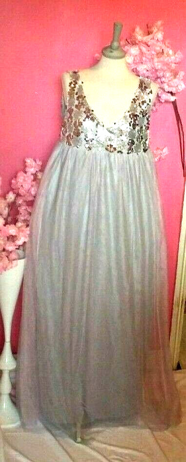 VESTIDO DE GRADUACIÓN DE MALLA DE TUL BRILLANTE (TALLA M)