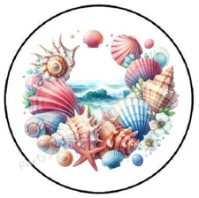 SHELL BEACH SEASHELLS ENVELOPE SEALS LABELS STICKERS PARTY FAVORS