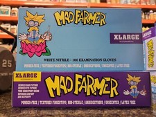 Mad Farmer White Nitrile Gloves Box Of 100 Examination Gloves XLARGE Disposable