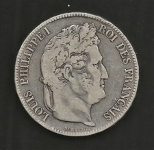 1838 W FRANCE 5 Francs LOUIS PHILIPPE I EMPEREUR SILVER COIN KM# 749.13