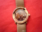 Swiss Made Helveco H19-0 Rose Gold Wristwatch Bronze Leather Strap