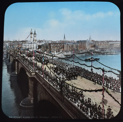 Foto LONDON BRIDGE QUEEN VICTORIAS DIAMOND JUBILEE C1897 Magic Lantern Dia
