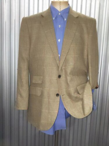 44R Pink Purple green Check Linen Blend 4-SEASON Tweed Sport Jacket Coat 2 vent - Picture 2 of 6
