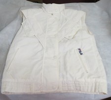 Vtg Fila Women's 80's Puffer Vest White Classic V Shapes & Many Pockets Large