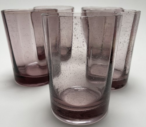 5 Purple Plum Bubble Double Old Fashioned Glasses 8 Oz Capacity 4 1/4” Tall - Picture 5 of 8