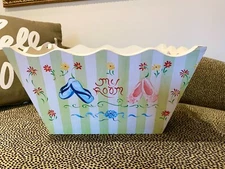 STORAGE ORGANIZER BASKET CHILD GIRL DANCE BALLERINA TOY BOX SHABBY DANCE VTG