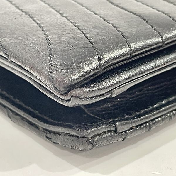 Yves Saint Laurent YSL Black Wave Quilting Leather Clutch Second Bag