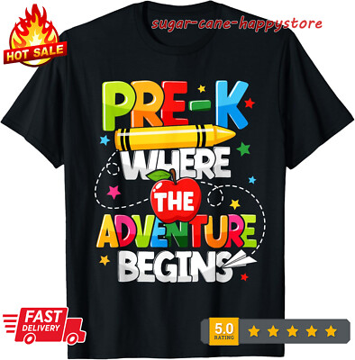 Pre-K Where The Adventure Begins Back To School Teacher T-Shirt S-3XL