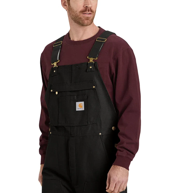 Carhartt R01 Duck Bib Overalls, Men's Black