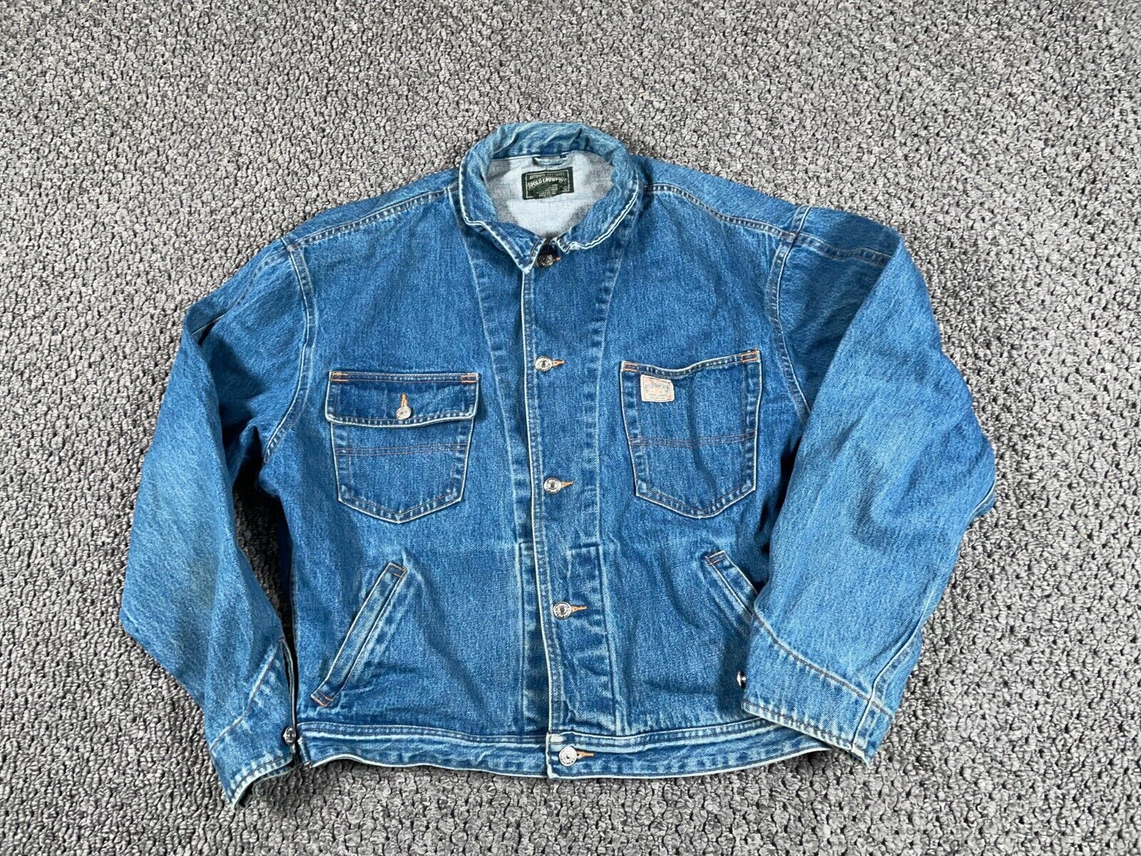 VTG 90s Polo Country Ralph Lauren Jean Jacket Adult Large Blue Denim  Trucker USA