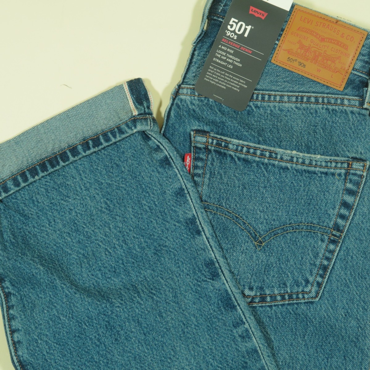 Levis 501 90s Selvedge Jeans Womens 24 Blue Get On Board Loose