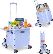 Foldable Utility Cart Collapsible Portable Crate Rolling Carts with Stair Climbi