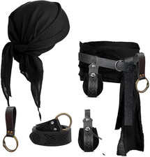 Pirate Costume Pirate Head Scarf Bandanas Belt Waist Sash Medieval Belt Pouch...