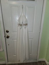 white long beaded prom formal dress unithorse brand a030