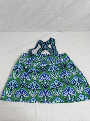 PRINTFRESH Geo Floral Mila Top Green Juice Boho Organic Cotton Blouse Size Small
