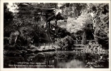 RPPC Oriental Tea Garden California Golden Gate ~ 1939-50 real photo postcard