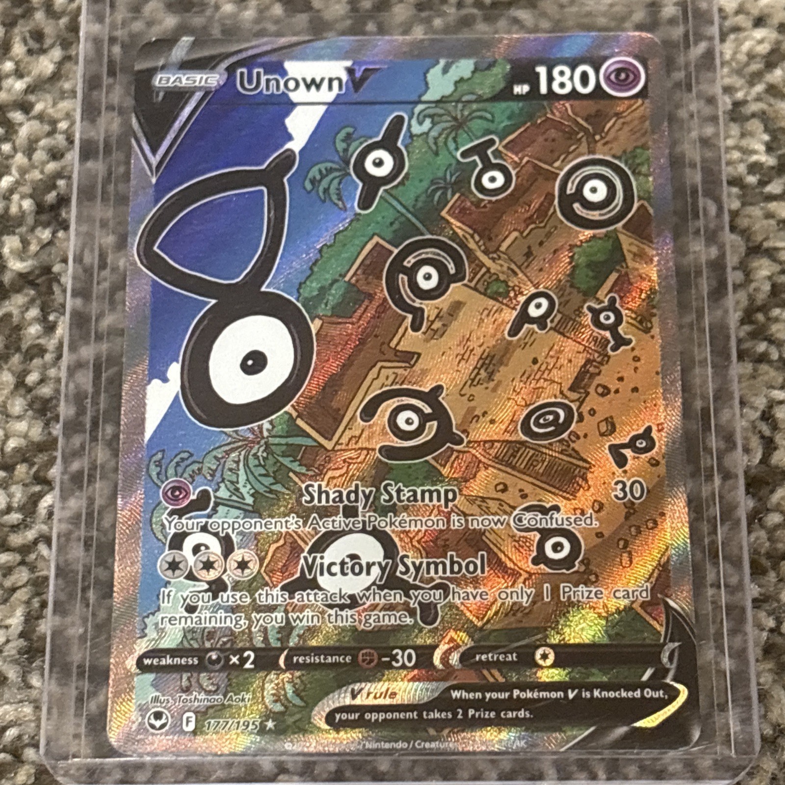 Pokémon TCG Unown v Silver Tempest Holo Ultra Rare Alternative Art Card 177/195