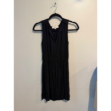 Ann Taylor LOFT Womens Black Sleeveless Tie Neck Elastic Waist Mini Dress XS