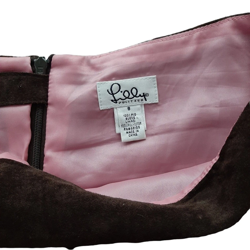 Lilly Pulitzer leather eyelet skirt Size 8 brown pig leather - Image 3 of 4