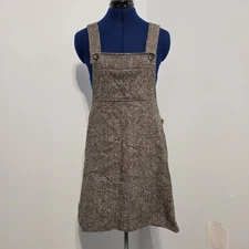Rampage R-Wear Vintage Gray Cotton Tweed Overall Mini Dress Size M