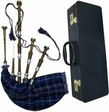 TC Professional Scottish Bagpipes Full Size Brown Rosewood with Silver Mounts