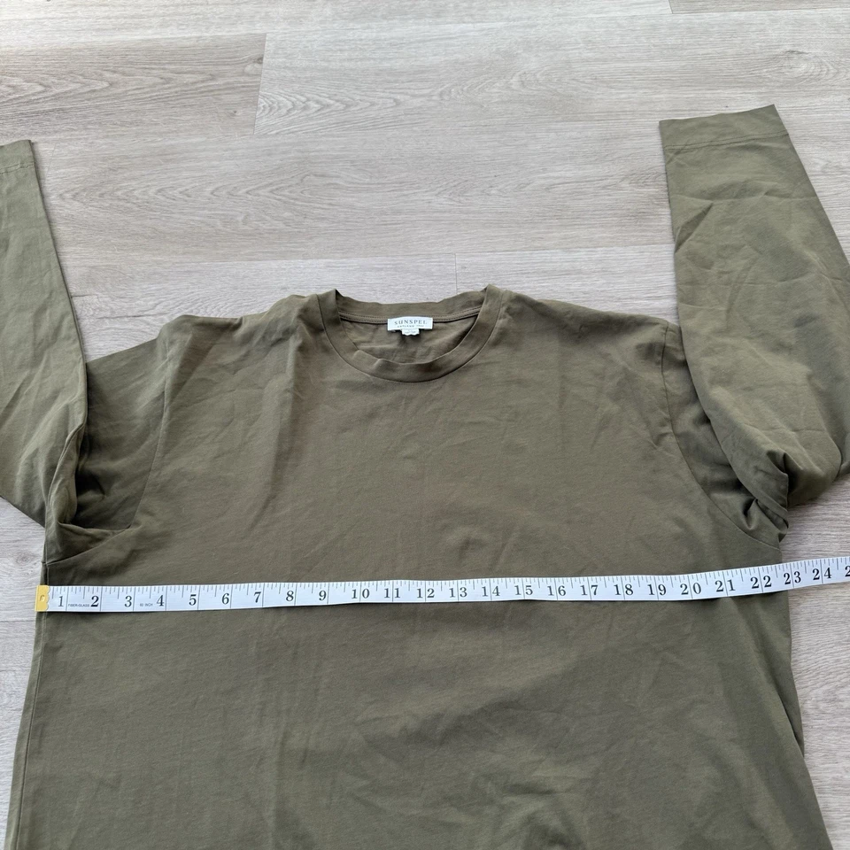 Camiseta Sunspel Manga Larga Riviera Peso Medio Hombre Talla XL Verde Oscuro Portugal Foto 4 de 4