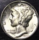 1944 D Mercury Dime 10c US Coin 90% Silver Denver Mint BU