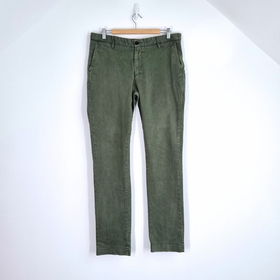 Zara Lab Herren Hose Chino UK 34 EU 44 Khaki Grün Slim Fit Stretch Freizeit