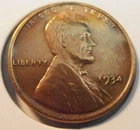 1934 P Early Low mintage UNC Lincoln Wheat Cent,  (34PFS1)