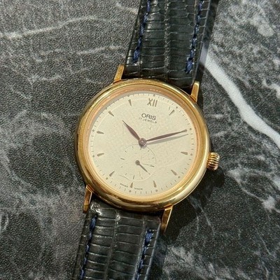 Vintage ORIS Small Second Hand-Wound Watch Ref.7423 Black Leather Working