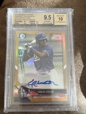 2018 Bowman Chrome Prospects Carlos Rincon Gold Refractor Auto 42/50 BGS 9.5/10