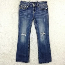 Vigoss Womens Jeans Chelsea Boot Cut Blue Denim Distressed Stone Wash 10