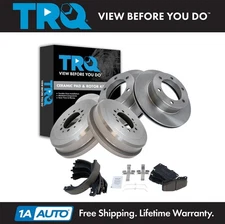TRQ Front & Rear Brake Pad & Rotor,Shoe & Drum Kit Fits 1999-2002 Toyota Tacoma