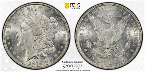 1879 O Morgan Silver Dollar PCGS AU58 Gold Shield