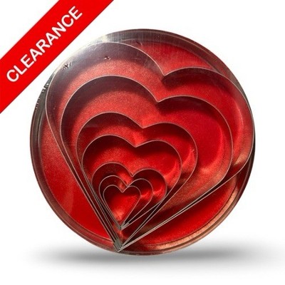 NEW 7 Piece Heart Cookie Cutter Set Graduated Sizes Tin Plated Steel Round Tin