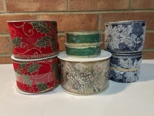 Lot Of 7 Rolls Of Wired Christmas Ribbon Read Description 