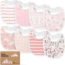 8-Pack Organic Baby Bibs for Boys, Girls - Soft Cotton Drooling and Teething Bib