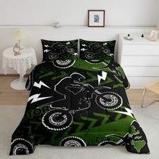 Dirt Bike Bedding Set Extreme Sports Comforter Set for Kids Boys Girls Racing...