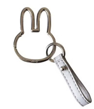 New Miffy Key Fob Keychain Leather Ring Charm Clip to Bag Purse Holder Silver