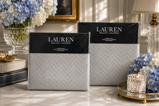 2 NEW Ralph Lauren Kaia Grey Matelass  Euro Shams 26x26 MSRP 270